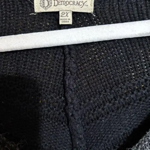 Democracy Poncho Womens 2X Multicolor V Neck Boho Print Pullover Sweater