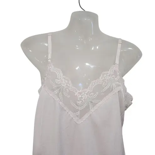 Vintage Ashley Taylor Adjustable Spaghetti Strap Lace Trim Slip Dress Medium White