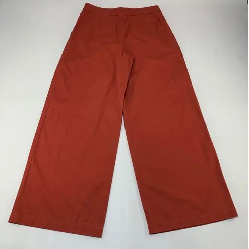 Loft  Rust Canvas High Rise Pleated Wide Leg Trouser Pant 4