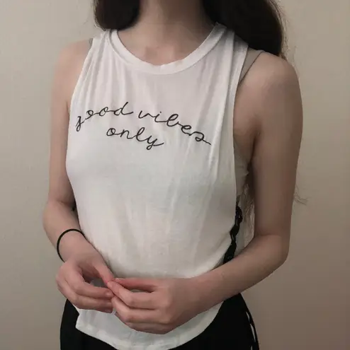 Only good vibes white tank top