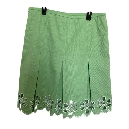 INC International Concepts Womens Pleated Skirt Size 6 Side Zipper Green