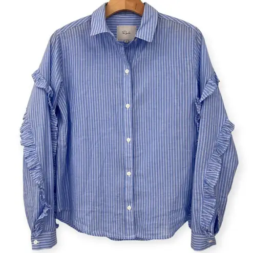 Rails | XS | Lizzi Shirt Ruffle Sleeve Poplin Blue White Stripes Button up Top - Image 1