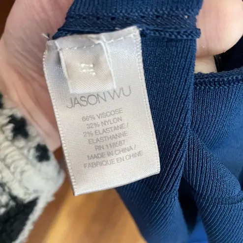 Jason Wu Blue Pleated Fit & Flare Midi Dress with V-Neck