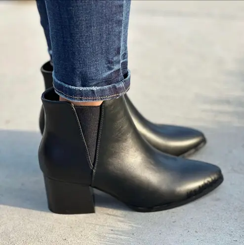 Libby Story Black Chunky Wooden Ankle Bootie