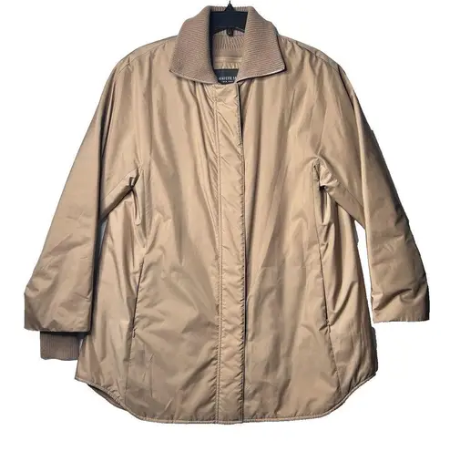 Lafayette 148 New York Coat Mackay Alpine Outerwear Knit Combo Tan Dickey Sz Sm