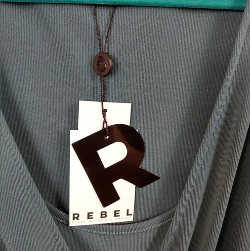 Rebel plus size sleeveless mock wrap shirt Blue