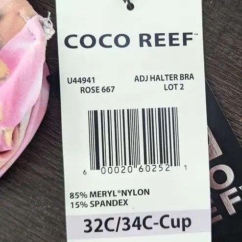 Coco reef NWT Underwire Halter Multicolored Swim Top with White Stones 32/34C