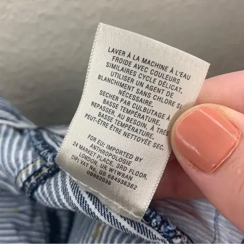 Pilcro and the Letterpress Anthropologie Button Striped Denim Mini Skirt Size 0