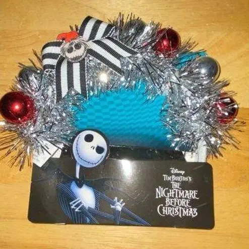 Disney  Nightmare before Christmas Jack Skellington Santa Hat Glitter Headband