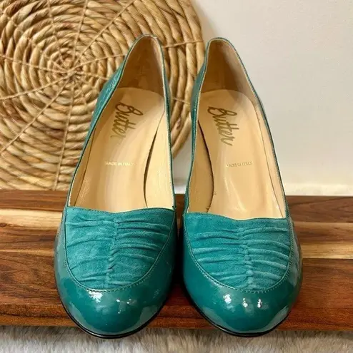 Butter Parker Patent Leather with Suede Heels in Peacock Teal Size 9 Green