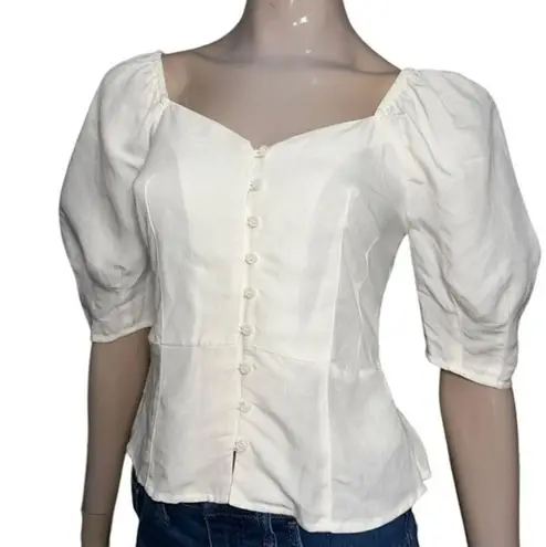 Something Navy  Women’s Size XS White Sweetheart Neck Button Front Blouse Top