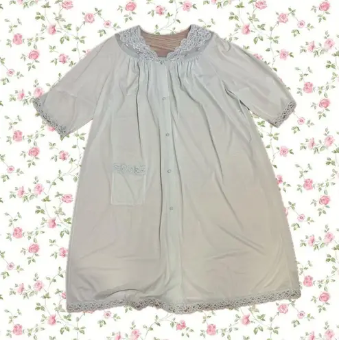 Vintage Shadowline Mint Sheer Rose Embroidered Housecoat Size L Green Size L