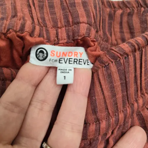 Sundry Evereve Striped Pull-On Tapered Summer Trousers Brick Red