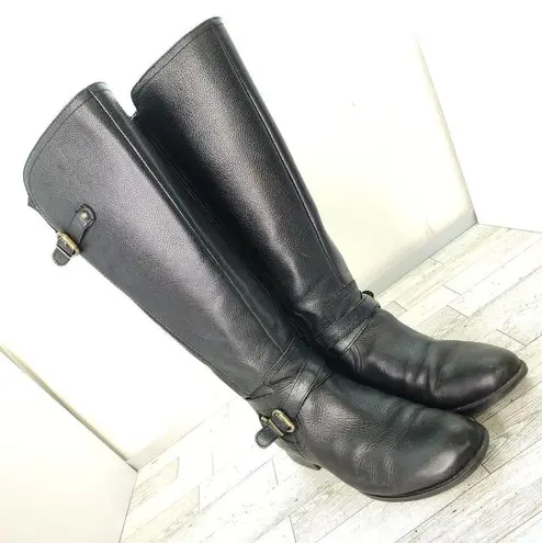 Naturalizer  Black Leather Equestrian Boots Size 8.5 Wide Calf Womens Riding