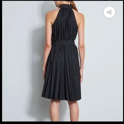 Elie Tahari Pleated Fit & Flare Belted Halter Midi-Dress