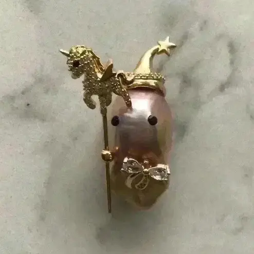 Baroque Pearl Little Monster Pendant With Moveable Wand