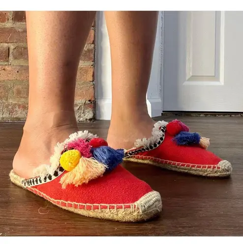 Anthropologie Soludos  Unique Coco Pompom Espadrille Mules 7.5