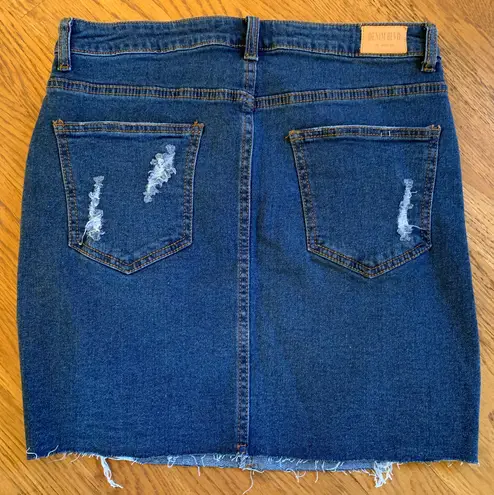 Denim Blvd distressed Denim mini skirt Size L