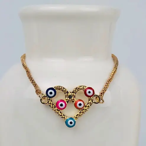 EVIL EYE | Heart Evil Eye Heart Bracelet Gold