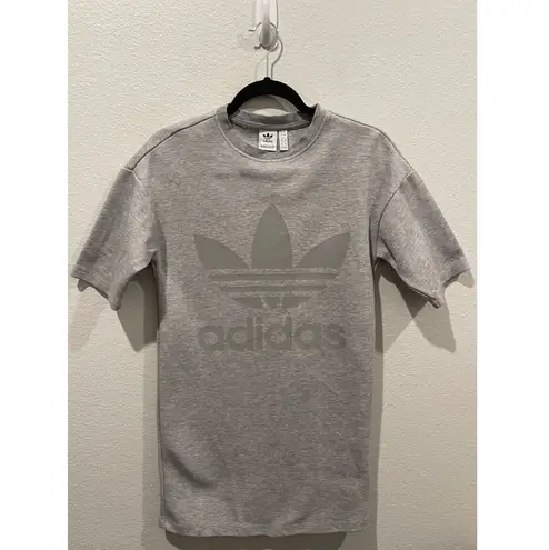 Adidas  Logo Printed Grey Short Sleeve Mini Dress