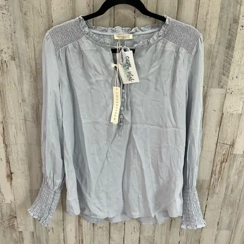 Lovestitch NWT Time Flies Silky Blouse Blue Boutique