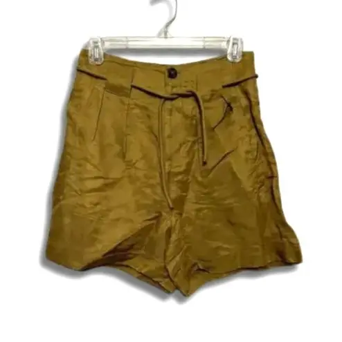 Scotch & Soda High Rise Short Belted Waist Side Pocket Linen Blend Brown XS NWOT