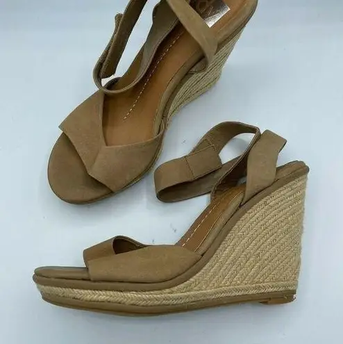 Dolce Vita Brown Leather Espadrille Wedge Sandals Womens 10 Heels Beachy Summer
