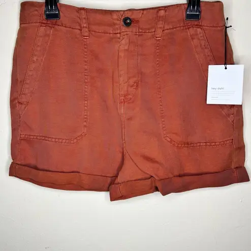 Bella Dahl NWT  Sedona Utility Shorts 26 Rolled Cuffed Warm Henna Linen Blend