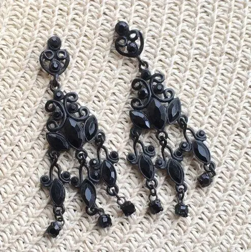 Black Diamond  Oval Accent Earrings