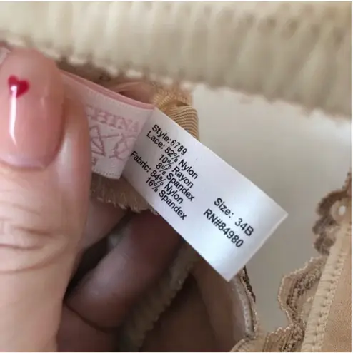 Parisa by Amir Vintage Y2K Nude Beige Floral Lace Bra 34B NWT