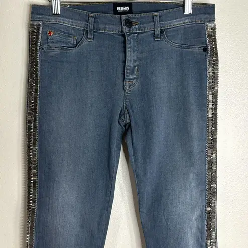 Hudson Jeans HUDSON Luna Embellished Studded Crop Super Skinny Leg denim jeans size 28