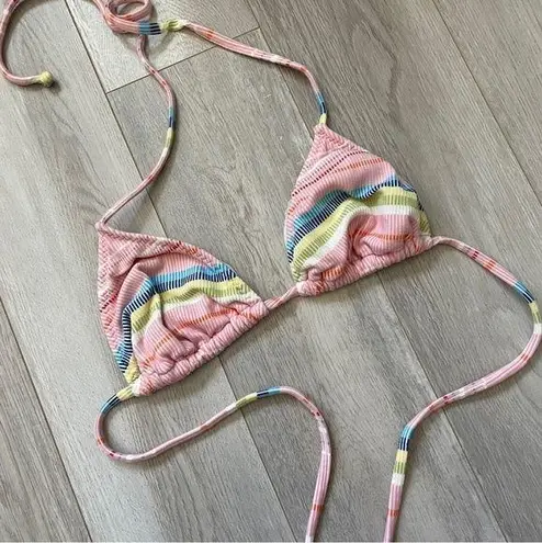 Vintage Striped Bikini Top halter cotton triangle womens Pink (large) beach swim