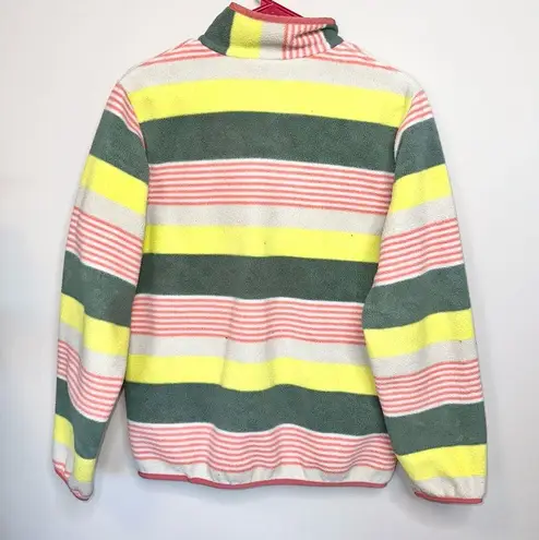 Patagonia  Candy Stripes Synchilla T Snap Fleece Striped Pocket Pullover!