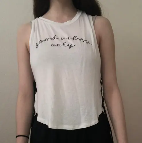Only good vibes white tank top