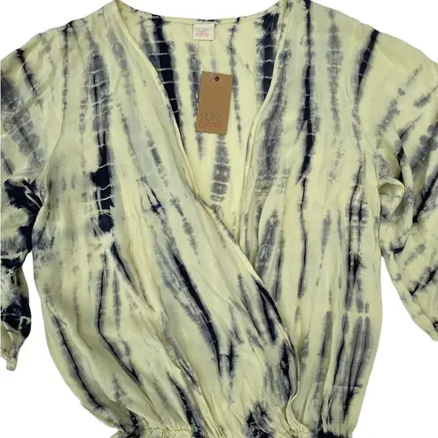 Surf Gypsy Romper Yellow Tie Die Swim Cover Short Sleeve Women's Size Small NWT