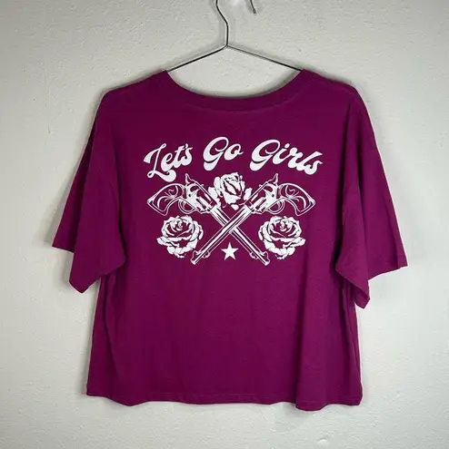 Gold rush Women’s XL Crop Top Tee Let’s Go Girls Western Graphic, Oversized Fit