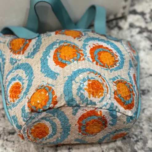 Italian Designer Nuovedive Sequin & Leather Handbag Blue