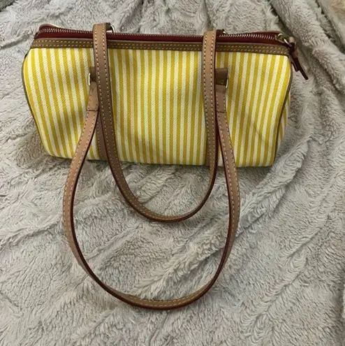 Dooney & Bourke  Yellow and White Striped Barrel Bag