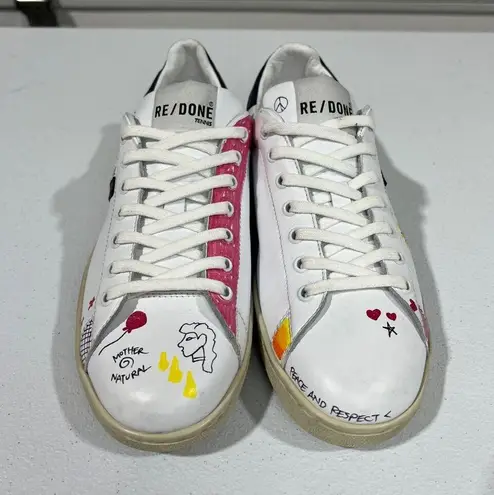 RE/DONE $450 NEW 70s TENNIS DOODLE 1/1 SHOES SZ 40 9