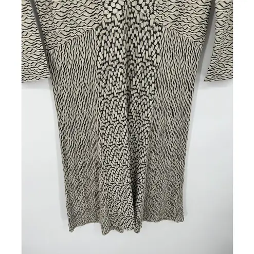 Habitat Women Size XS Tan Black Rayon Blend Fit Flare Dress 3/4 Sleeve Artsy