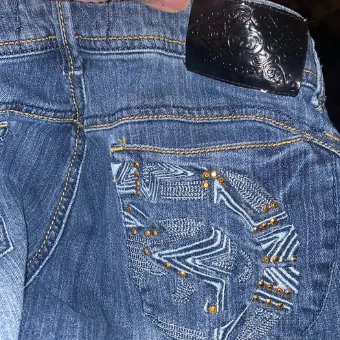 Ecko Red Denim Size 11 waist 32 Rhino Logo Rhinestone Pockets. Blue