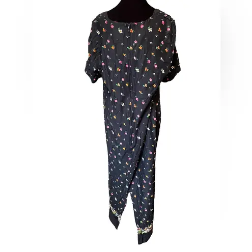 Spago Vintage 90s Boho Hippie Whimsygoth Woodland Floral Short Sleeve Maxi Dress Size 14