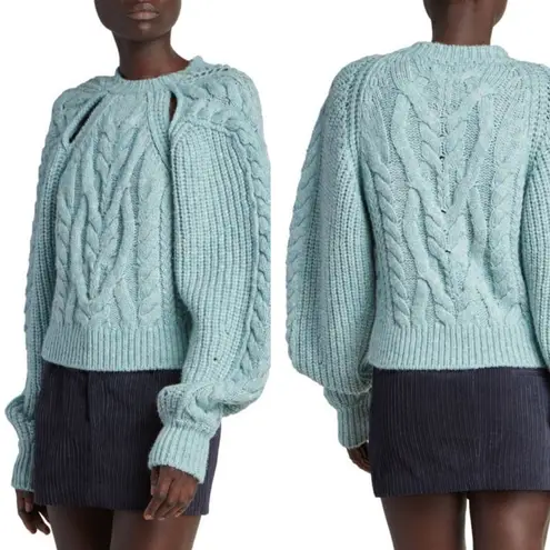 Isabel Marant Paloma Cutout Cable-Knit Wool Size 38 FR (6 US) Ice Blue