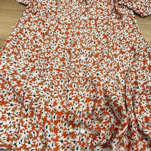 Patrons of Peace Orange Floral Off the Shoulder Ruffle Dress Women’s Medium