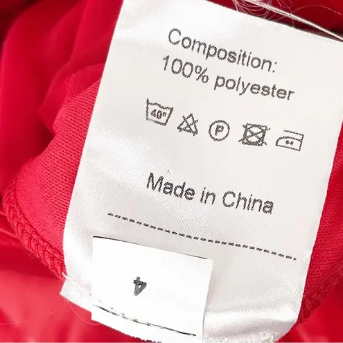 MICHEL LAPERLE Red Tie Shoulder Straps Front Split Back Lace Up Dress, Size 4