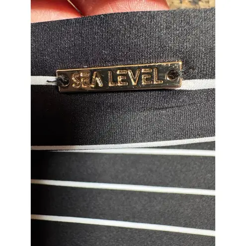 Sea Level Stripe Mid Rise Bikini Bottoms (New) Black Size 8