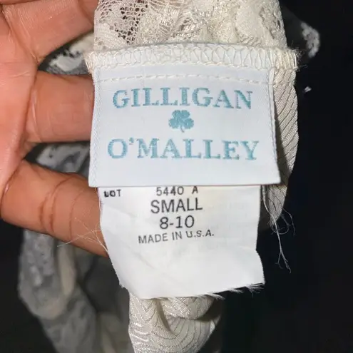 Gilligan & O'Malley Vintage Cream Satin Lace Sleeveless Maxi Slip Dress Small