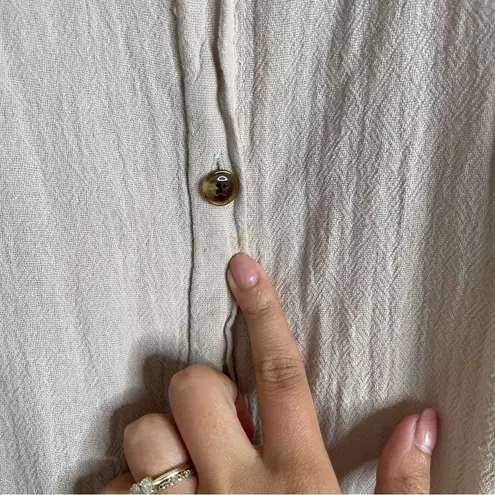 Seaspice Cover Up Neutral Button Front Peruvian Cotton Dress Extra Large Tan Size XL