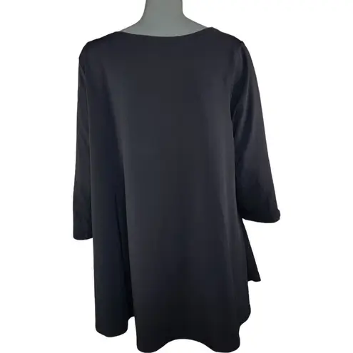 T Tahari  Womens XL 3/4 Sleeve Shirttail Hem Round Neck Blouse Slinky