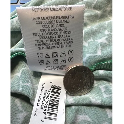 BCBGMAXAZRIA Green Geo Print Wrap Dress Long Sleeve Women's Size S